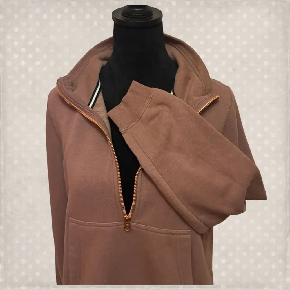 Nike Mock Neck Pullover 3/4 Zip Women's Small Dusty Rose